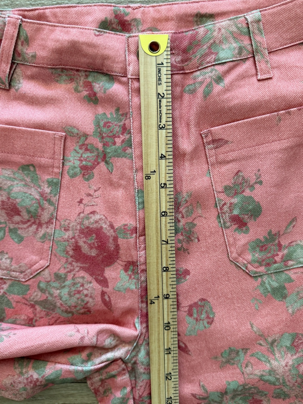 Pink Floral Wide-Leg Ankle Denim Pants by Entro NWT Size Large - Picture 5 of 13